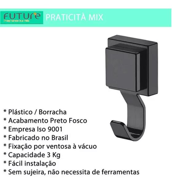 Kit De Acessórios Para Banheiro Fixação Por Ventosa - Future Imagem de Kit De Acessórios Para Banheiro Fixação Por Ventosa