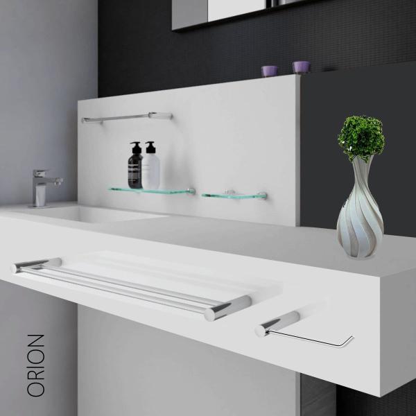 Kit De Acessórios Para Banheiro Orion 5 Peças Prata Polido 2110OR - Grego Metal Imagem de Kit De Acessórios Para Banheiro Orion 5 Peças Prata Polido 2110OR