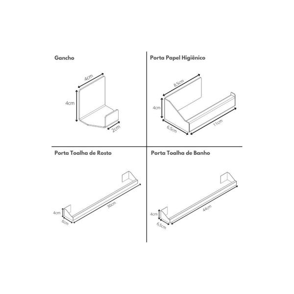 Imagem de Kit de Acessórios Para Banheiro Preto 4Pcs U.Master Slim DF