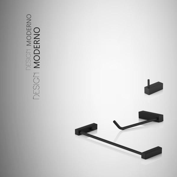 Kit De Acessórios Para Banheiro Troia 3 Peças Suporte Preto 2030TR - GREGO METAL Imagem de Kit De Acessórios Para Banheiro Troia 3 Peças Suporte Preto 2030TR
