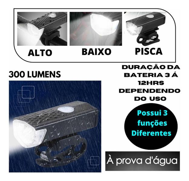 Imagem de Kit de Acessórios para bike Lanterna frontal + Pisca Traseiro + velocímetro com fio Bicicleta