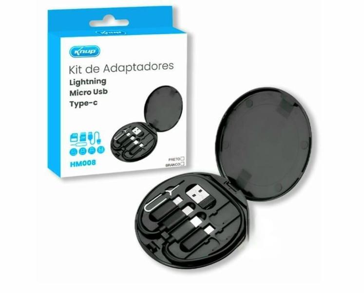 Kit de Adaptadores Padrões Lightning, Micro Usb V8 e Type-C KNUP - KP-HM008 Imagem de Kit de Adaptadores Padrões Lightning, Micro Usb V8 e Type-C KNUP - KP-HM008