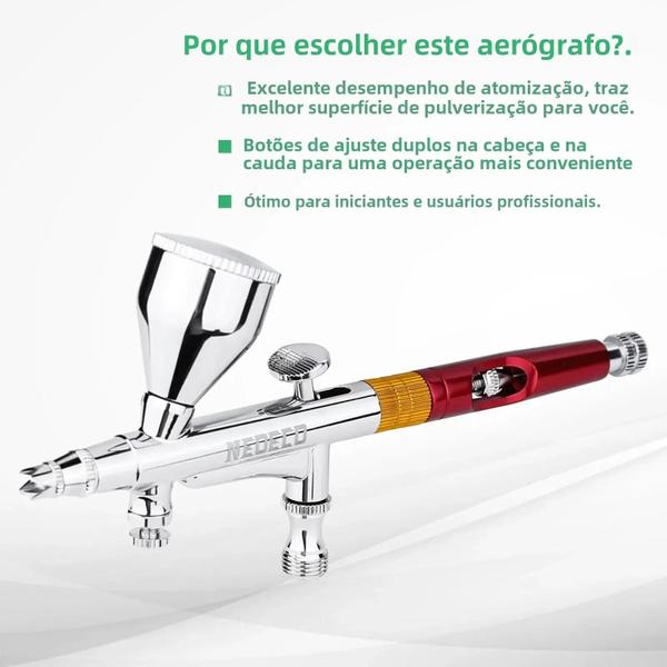 Imagem de Kit De Aerógrafo De Dupla Ação Com Compressor De Parada Automática De 30psi Para Maquiagem, Pintura