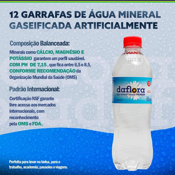 Imagem de Kit de Água Mineral Daflora Com Gás Garrafa pet 510ml Pack com 12 unidades