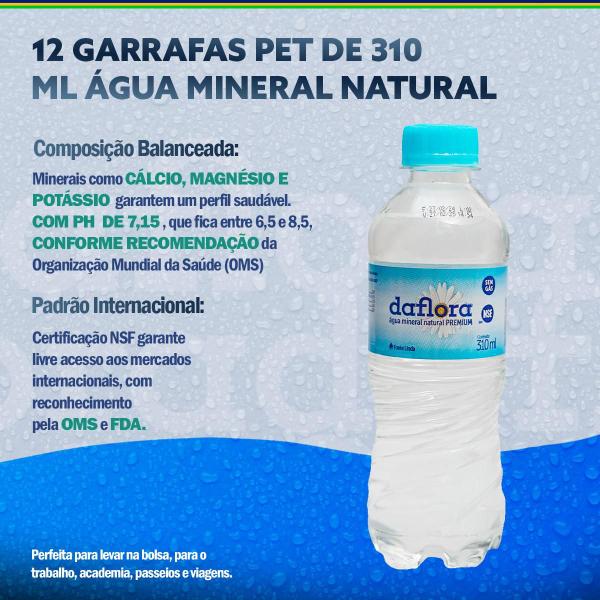 Imagem de Kit de Água Mineral Daflora Sem Gás Garrafa pet 310ml Pack com 12 unidades