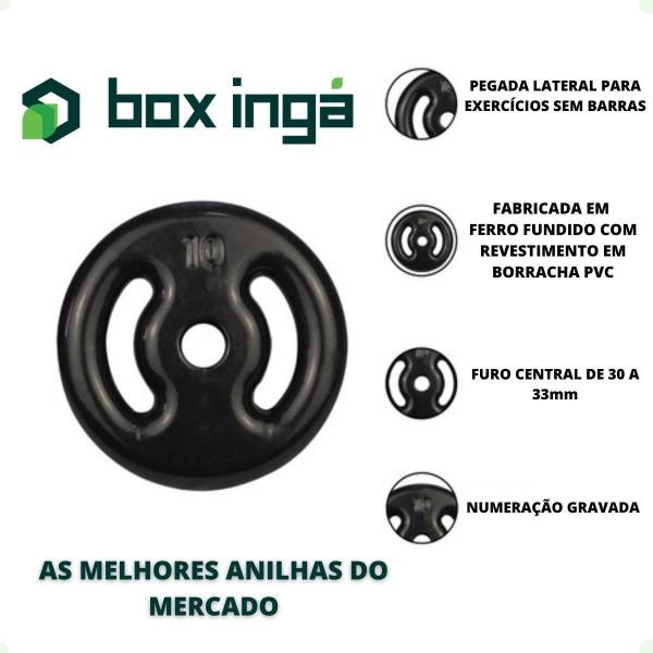 Imagem de Kit de Anilhas Emborrachadas 30 Kg + 02 Barras de 40cm + 01 Barra de 150cm