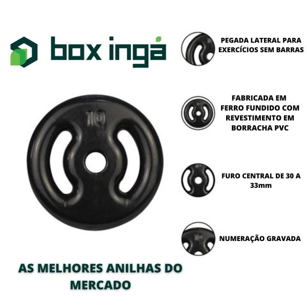 Imagem de Kit de Anilhas Emborrachadas 50 Kg + 02 Barras de 40cm + 01 Barra de 150cm