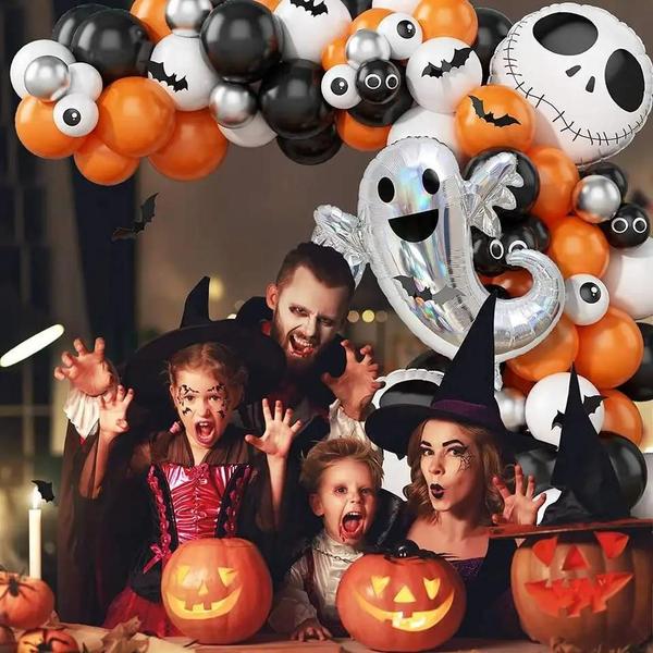 Imagem de Kit de Arco de Balões para Halloween - 94 Peças com Balões, Confetes e Globos Oculares