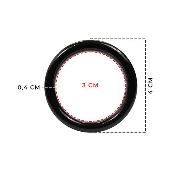 Imagem de Kit De Argolas Plásticas 4cm Porta Guardanapo Preta Com 100 Unidades