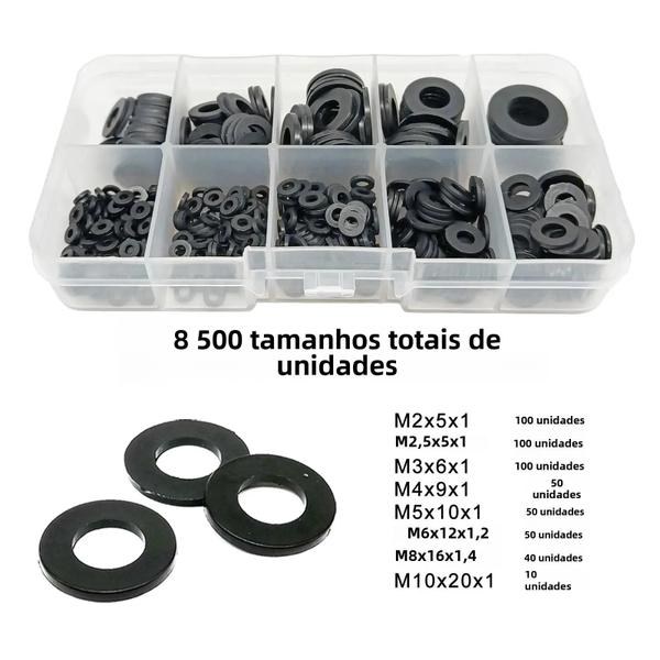 Imagem de Kit de Arruelas Planas de Nylon M2-M10 - 1150/700/500 Peças