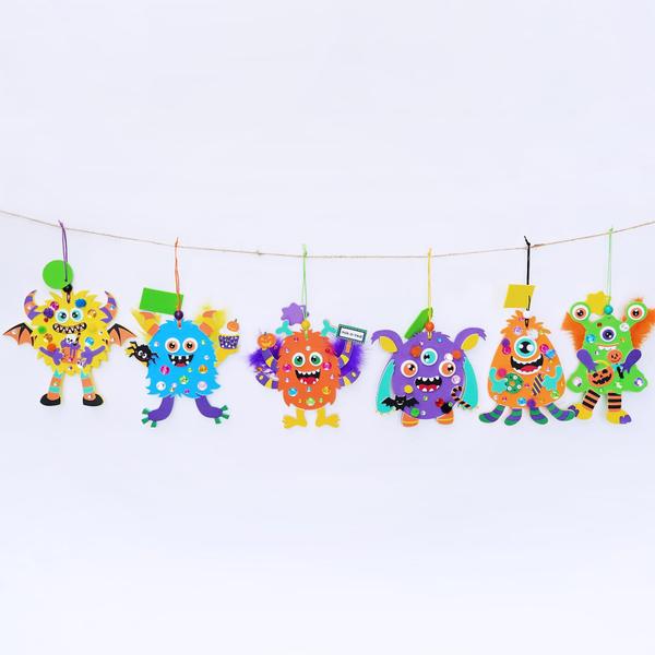 Imagem de Kit de artesanato Winlyn Halloween Monster Ornament para crianças, 24 conjuntos