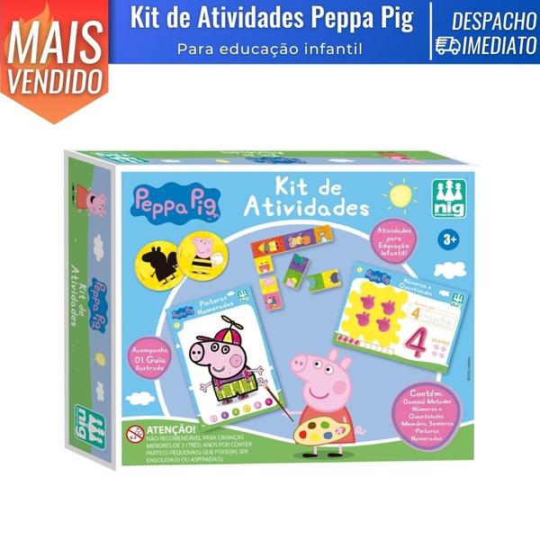 Kit de Atividades Educativo Peppa Pig Infantil Pintura Memória Dominó - Nig Brinquedos Imagem de Kit de Atividades Educativo Peppa Pig Infantil Pintura Memória Dominó