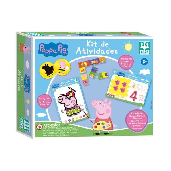 Kit de Atividades Educativo Peppa Pig Infantil Pintura Memória Dominó - Nig Brinquedos Imagem de Kit de Atividades Educativo Peppa Pig Infantil Pintura Memória Dominó