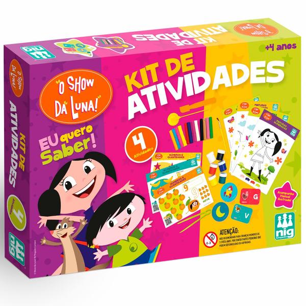 Imagem de Kit De Atividades Infantil Show Da Luna 4 Em 1 Letras Números Desenho Nig Brinquedos