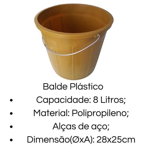 Imagem de Kit de Bacias Eco Lavanderia e Balde Multiuso: Bacia Plástica 29 L, Bacia Ecológica 15 L e Balde Plástico 8 Litros Com Alça de Aço