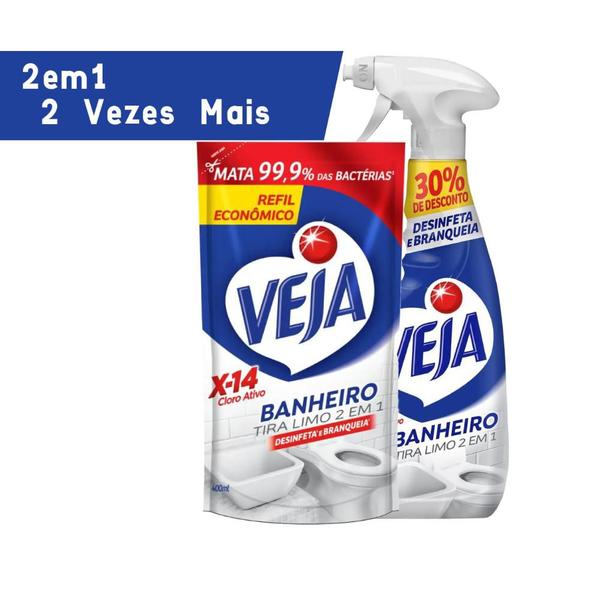 Imagem de Kit de Banheiro Veja X-14 2em1 Splay 500ml Mais Refil 400ml