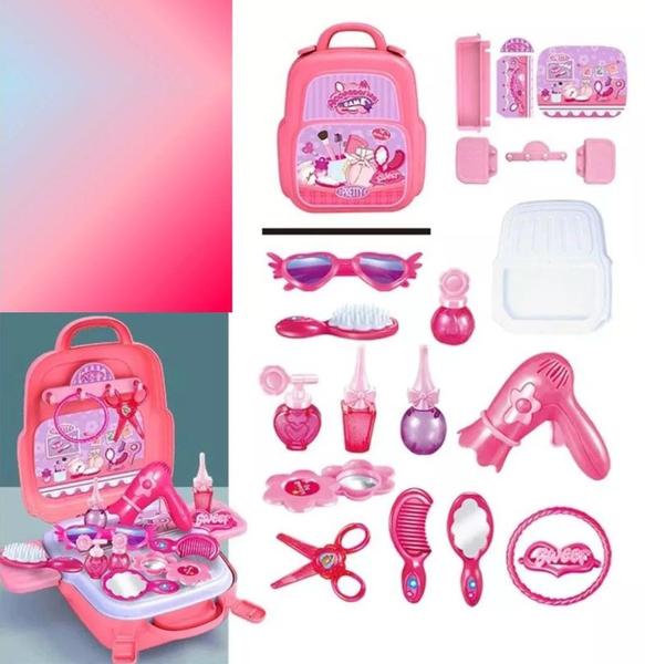 Imagem de Kit de Beleza Infantil Maleta de Brinquedo 3 em 1 Com Acessórios