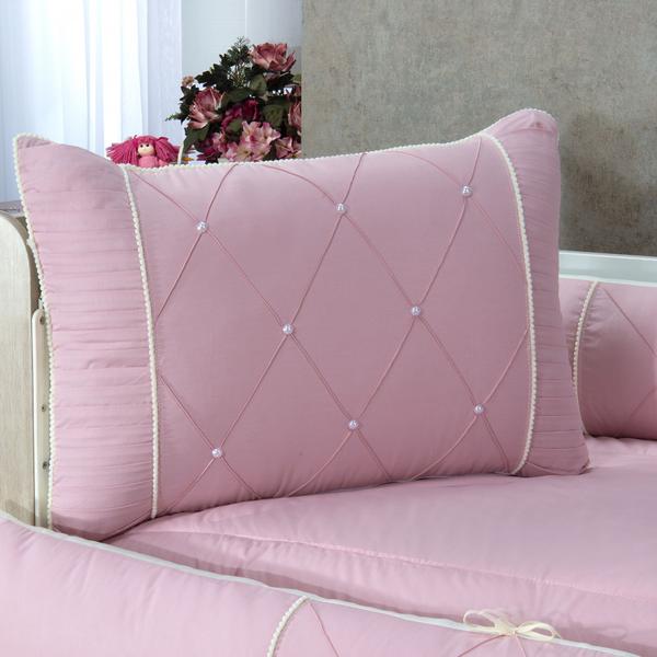 Imagem de Kit de Berço Completo Menina Algodão Design Clean Elegante Cores Neutras Rose Delicado 9Peças