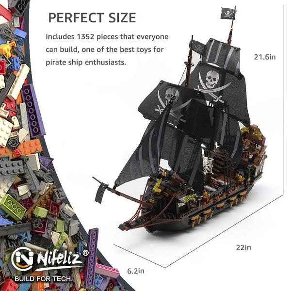 Imagem de Kit de blocos de construção Nifeliz Black Hawk Pirates Ship Model