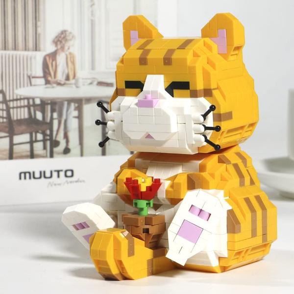 Imagem de Kit de blocos de construção RiceBlock Cute Animal Orange Cat 834P