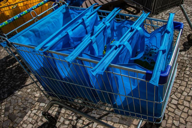 Imagem de Kit De Bolsas Ecológicas Para Compras  Azul  4 unidades 