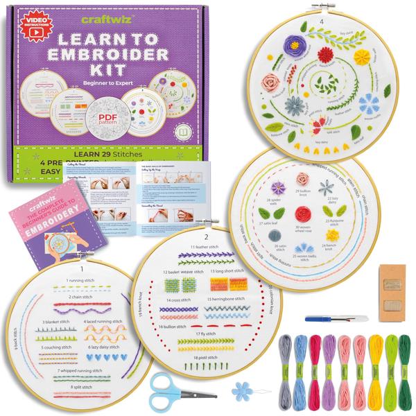 Imagem de Kit de bordado Craftwiz Starter Set para iniciantes com 29 pontos