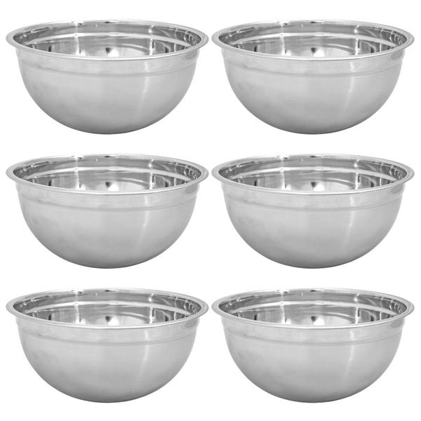 Imagem de Kit De Bowls Para Confeitaria Tigela Aço Inox 3,9 Litros Doces Com 6 Unidades