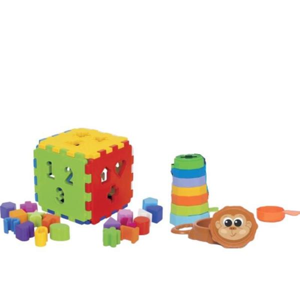 Imagem de Kit De Brinquedos Educativos Cubo Didático + Empilha