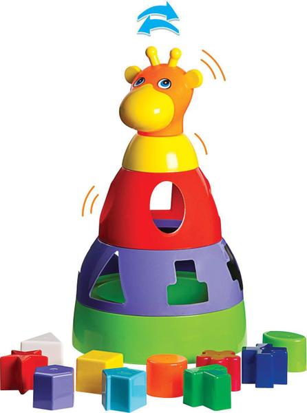 Imagem de Kit De Brinquedos Para Bebê Girafa + Cubo + Cubinhos