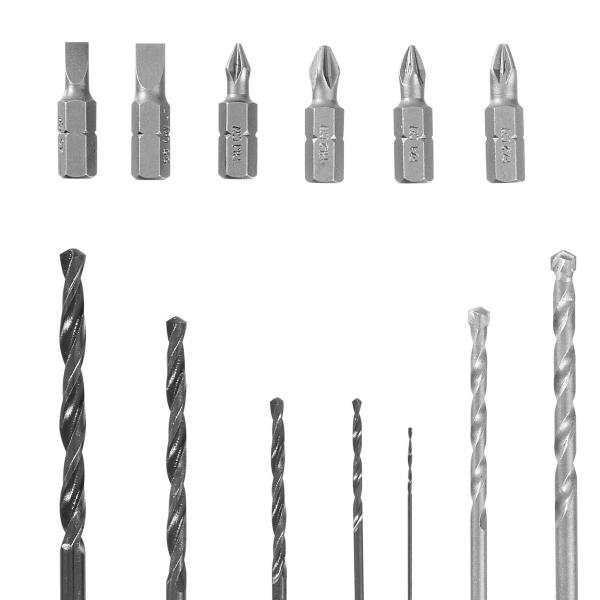 Imagem de Kit de Brocas 1 a 8mm e Pontas Bits 16 peças Metal Concreto