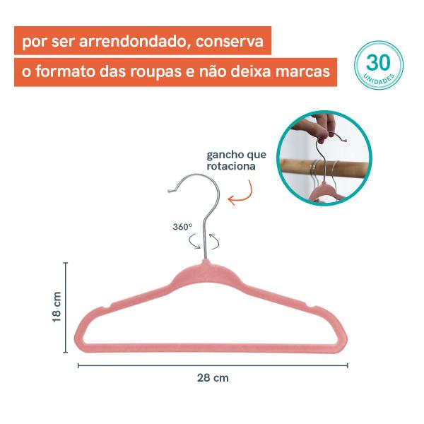 Kit de Cabide Infantil de Veludo Rosa Oikos - 30 Unidades Imagem de Kit de Cabide Infantil de Veludo Rosa Oikos - 30 Unidades