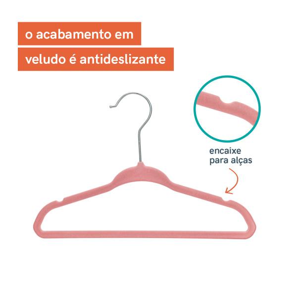 Kit de Cabide Infantil de Veludo Rosa Oikos - 30 Unidades Imagem de Kit de Cabide Infantil de Veludo Rosa Oikos - 30 Unidades