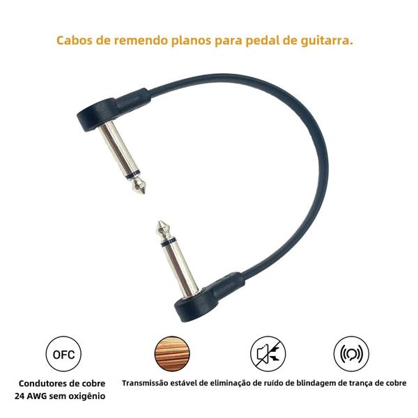 Imagem de Kit de Cabo de Áudio para Pedal de Guitarra - Anti-Ruído - 4 Polegadas - Conectores 1/4"