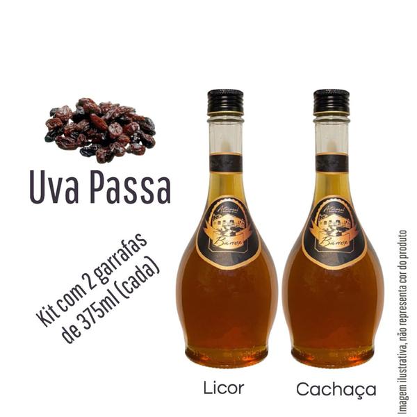 Kit de cachaça e licor artesanal de uva passa - 375ml (cada) - bling Imagem de Kit de cachaça e licor artesanal de uva passa - 375ml (cada)