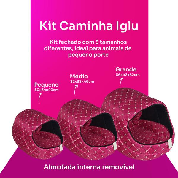 Imagem de Kit De Cama Caminha Toca Iglu Para Pet Cachorro Gato Nylon