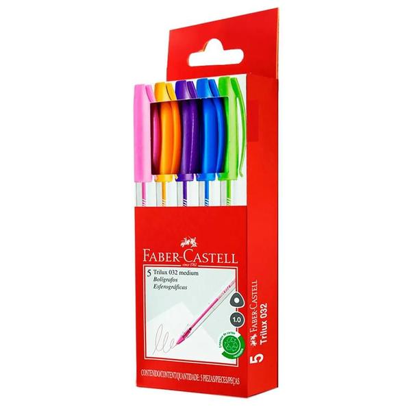 Imagem de kit de caneta Faber Castell trilux 032 M 1.0mm com 5 cores