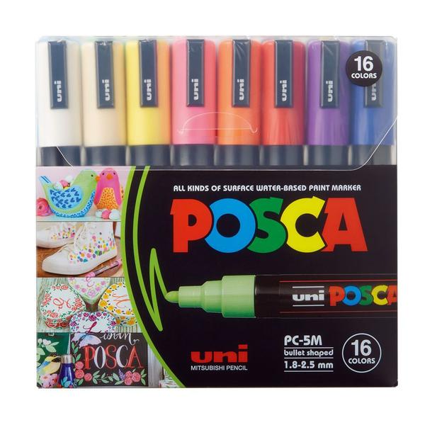 Kit de Canetas Posca Uni Ball PC-5M Ponta Cônica Poliéster 1,8 2,5 mm Sortidas com 16 Unidades - UNIBALL Imagem de Kit de Canetas Posca Uni Ball PC-5M Ponta Cônica Poliéster 1,8 2,5 mm Sortidas com 16 Unidades