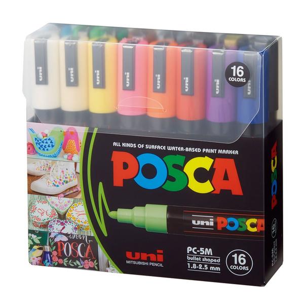 Kit de Canetas Posca Uni Ball PC-5M Ponta Cônica Poliéster 1,8 2,5 mm Sortidas com 16 Unidades - UNIBALL Imagem de Kit de Canetas Posca Uni Ball PC-5M Ponta Cônica Poliéster 1,8 2,5 mm Sortidas com 16 Unidades