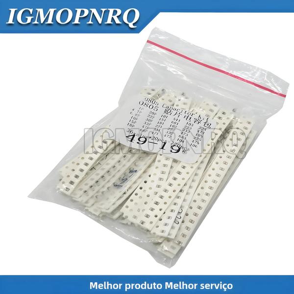 Imagem de Kit De Capacitores SMD Variados 320PCS 720PCS 2500PCS 0603 0805 1206 Valores 1PF-1UF