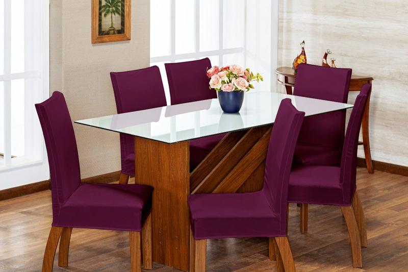 Kit de Capas de Cadeira Estofada 4 Lugares Mesa de Jantar Protege Muda a Decoração Malha Helanca Lisa - Ametista Decorações Imagem de Kit de Capas de Cadeira Estofada 4 Lugares Mesa de Jantar Protege Muda a Decoração Malha Helanca Lisa