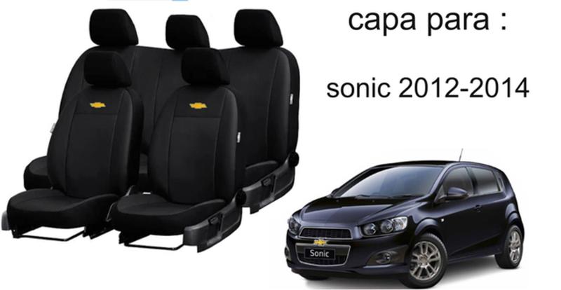 Imagem de Kit de Capas de Couro de Luxo para Sonic 2012 - Couro Impermeável + Chaveiro + Capa de Volante