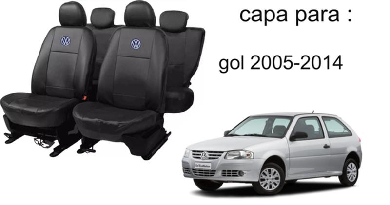 Imagem de Kit de Capas de Couro para Gol 2007 - Couro Impermeável + Chaveiro + Capa de Volante