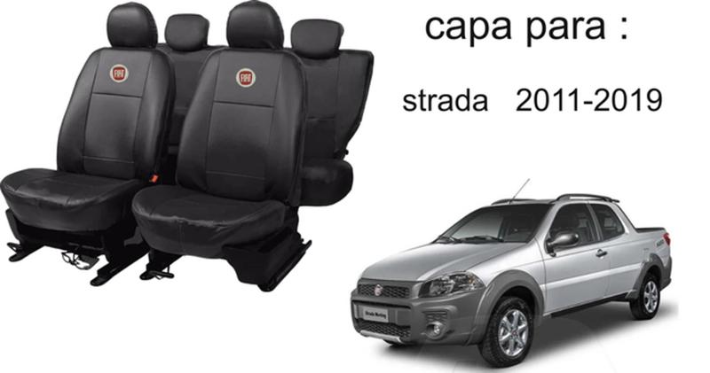 Imagem de Kit de Capas de Couro para Strada 2013 - Couro Impermeável + Chaveiro + Capa de Volante