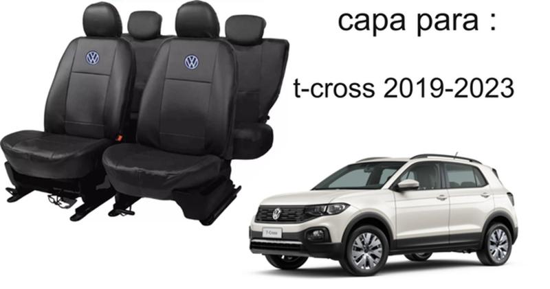 Imagem de Kit de Capas de Couro para T Cross 2019 - Couro Impermeável + Chaveiro + Capa de Volante