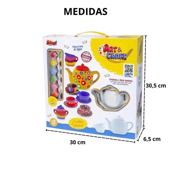 Imagem de Kit de Chá de Cerâmica para Colorir Lavável Art e Craft Zoop