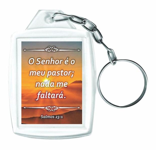 Imagem de Kit De Chaveiros Acrílicos 3x4 Salmo 23:1 O Senhor É Meu Pastor - 12 Peças