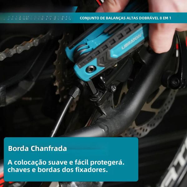 Imagem de Kit de Chaves Allen e Torx Dobrável 8 em 1 - Ferramenta Portátil Libraton