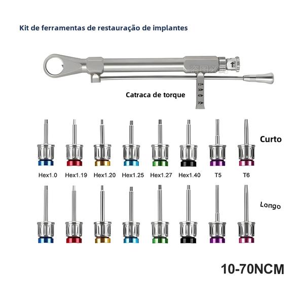 Imagem de Kit de Chaves de Fenda de Torque para Implante Dentário - 2 Peças - Materiais Protéticos