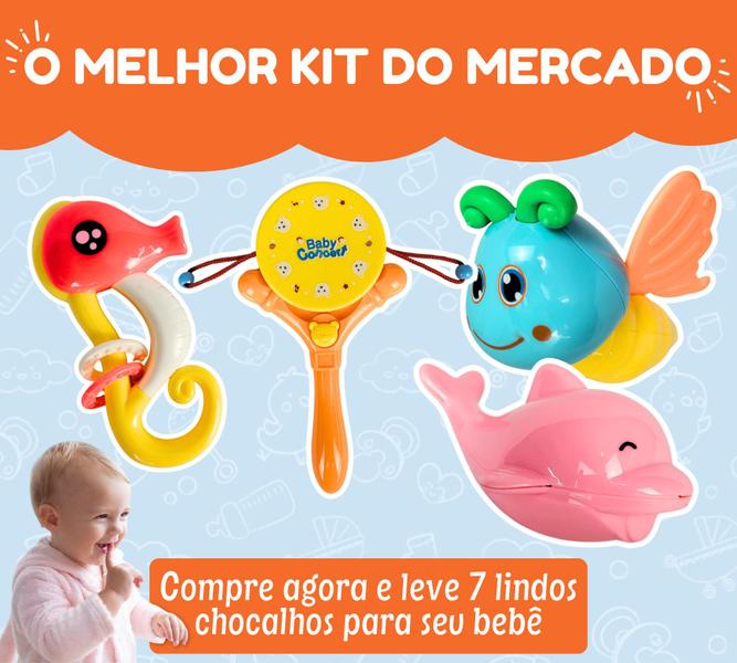 Imagem de Kit De Chocalhos E Mordedor Baby Play Set Infantil - 3 Meses