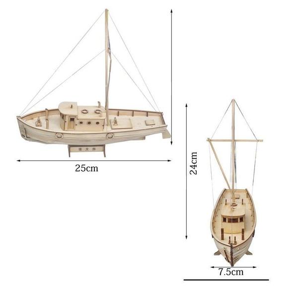 Imagem de Kit de construção de modelos Barco à vela de madeira Barco de pesca 1/50